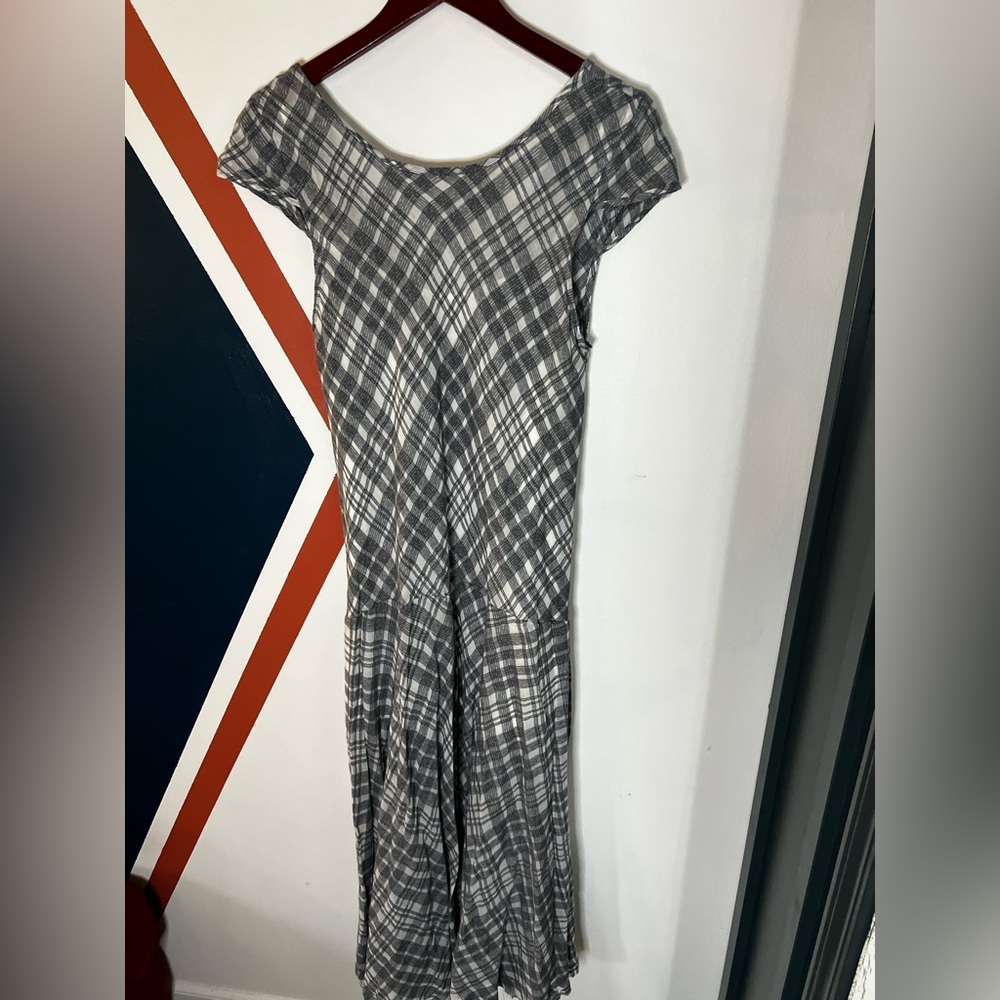 Free People Gray Plaid Maxi Dress